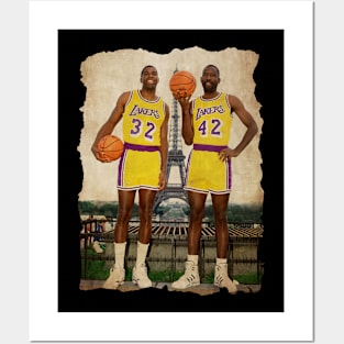 James Worthy and Magic Johnson in Paris Posters and Art